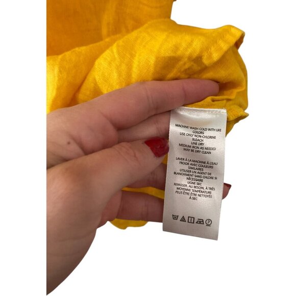 Anthropologie The Tatum Linen Flutter-Sleeve Blouse by Pilco Size Large - Picture 6 of 10